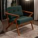 Poltrona Decorativa Sala de Estar com Cintas de Corano Laís B04 Linho Verde Musgo - Lyam Decor
