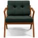 Poltrona Decorativa Sala de Estar com Cintas de Corano Laís B04 Linho Verde Musgo - Lyam Decor