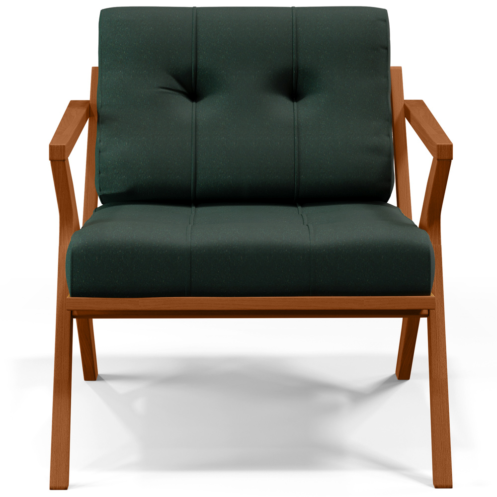 Poltrona Decorativa Sala de Estar com Cintas de Corano Laís B04 Linho Verde Musgo - Lyam Decor