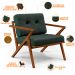 Poltrona Decorativa Sala de Estar com Cintas de Corano Laís B04 Linho Verde Musgo - Lyam Decor