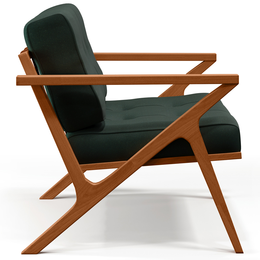 Poltrona Decorativa Sala de Estar com Cintas de Corano Laís B04 Linho Verde Musgo - Lyam Decor
