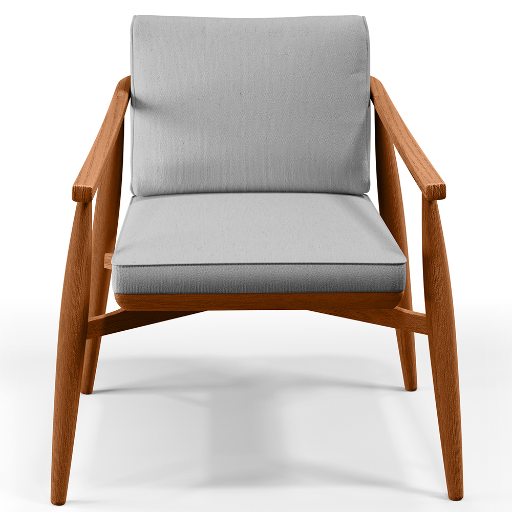 Poltrona Decorativa Sala de Estar com Cintas de Corano Lavínia B04 Linho Cinza - Lyam Decor
