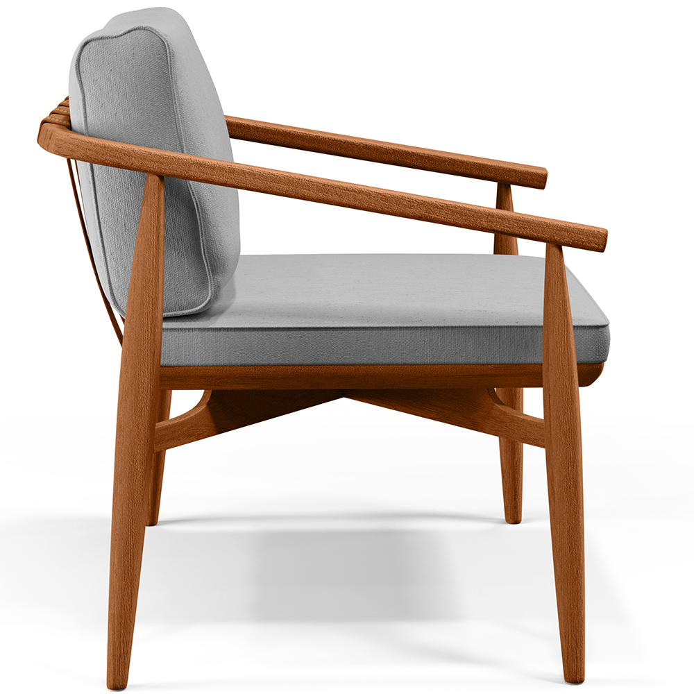 Poltrona Decorativa Sala de Estar com Cintas de Corano Lavínia B04 Linho Cinza - Lyam Decor