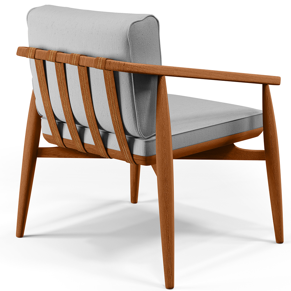 Poltrona Decorativa Sala de Estar com Cintas de Corano Lavínia B04 Linho Cinza - Lyam Decor