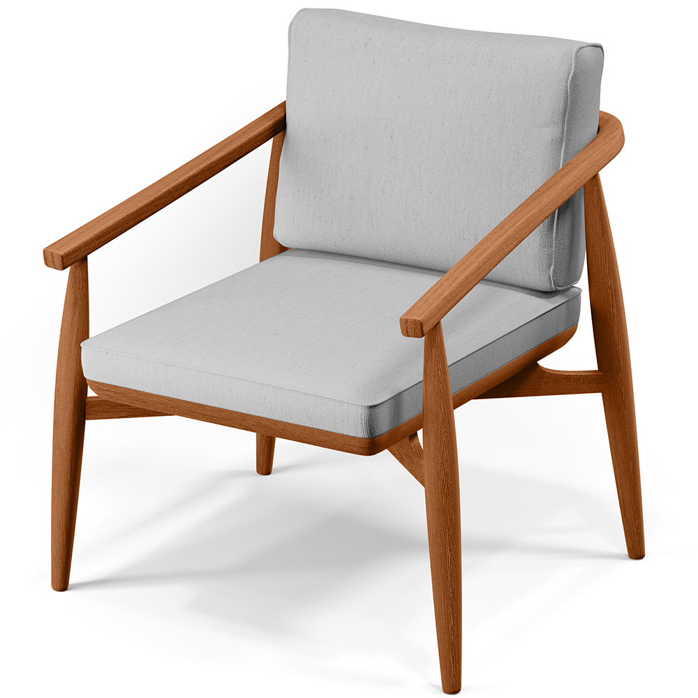 Poltrona Decorativa Sala de Estar com Cintas de Corano Lavínia B04 Linho Cinza - Lyam Decor