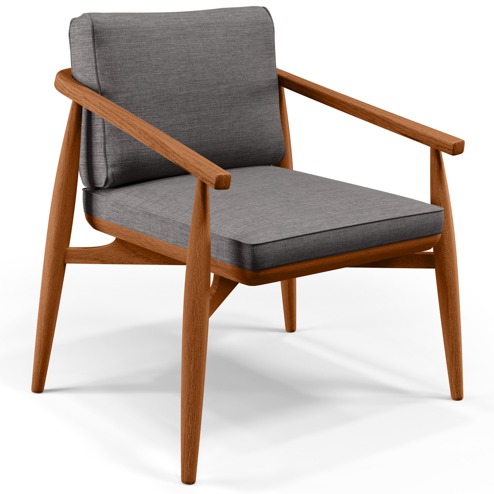 Poltrona Decorativa Sala de Estar com Cintas de Corano Lavínia B04 Linho Cinza Escuro - Lyam Decor