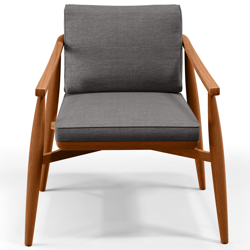 Poltrona Decorativa Sala de Estar com Cintas de Corano Lavínia B04 Linho Cinza Escuro - Lyam Decor