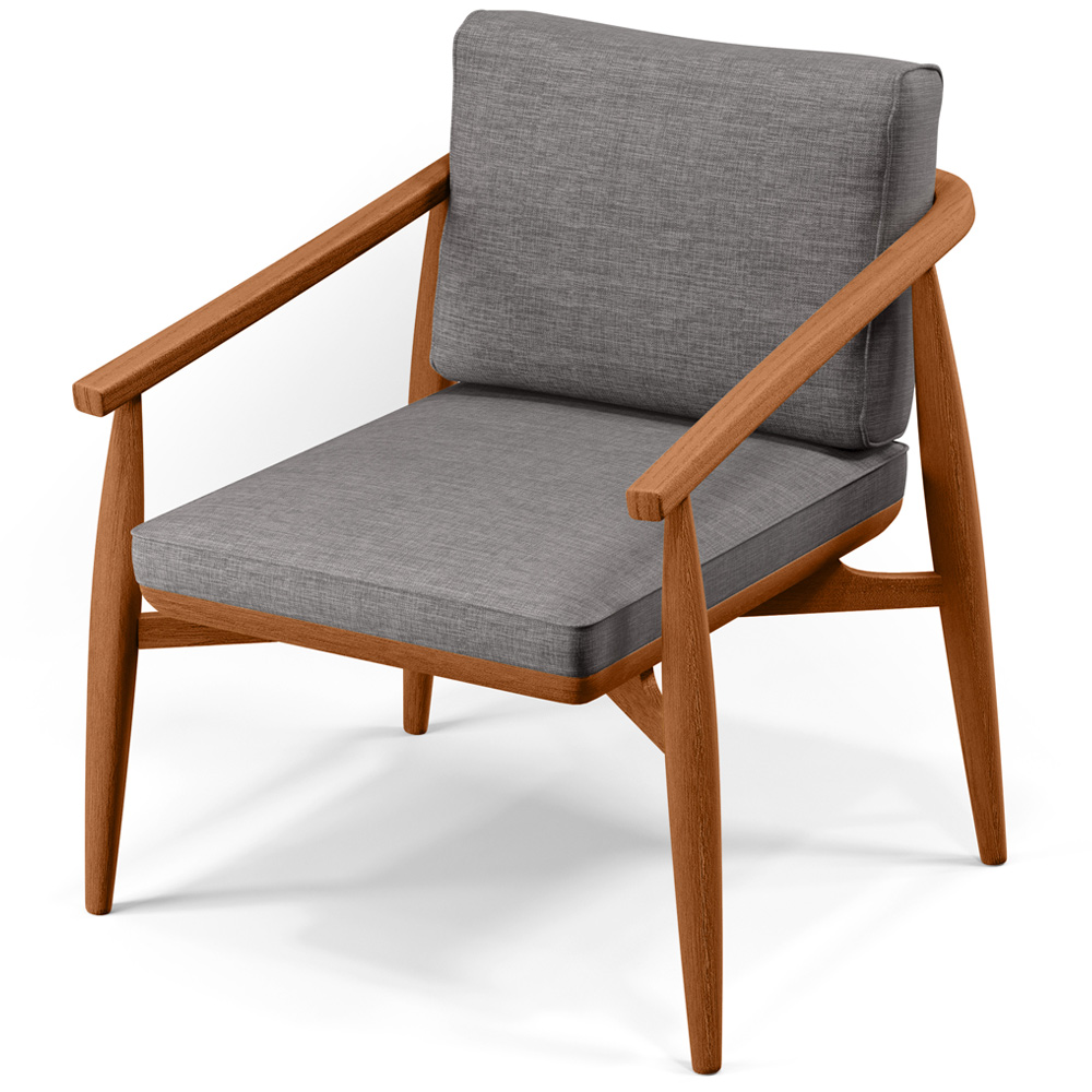 Poltrona Decorativa Sala de Estar com Cintas de Corano Lavínia B04 Linho Cinza Escuro - Lyam Decor