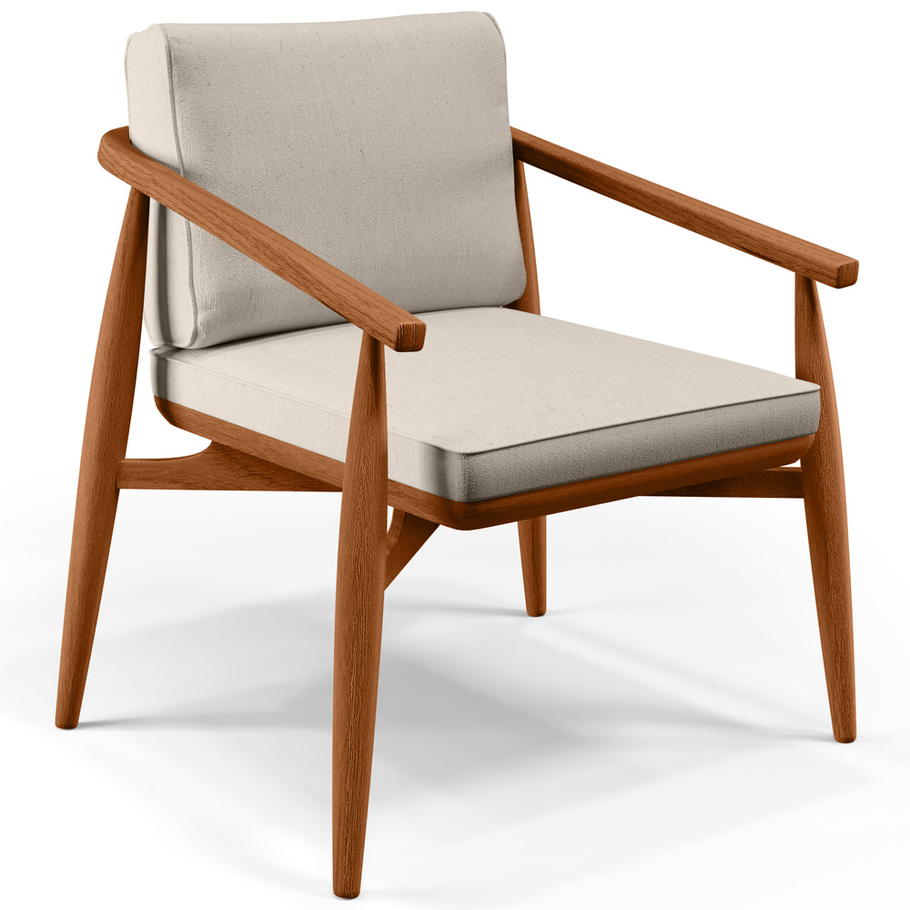 Poltrona Decorativa Sala de Estar com Cintas de Corano Lavínia B04 Linho Cru - Lyam Decor