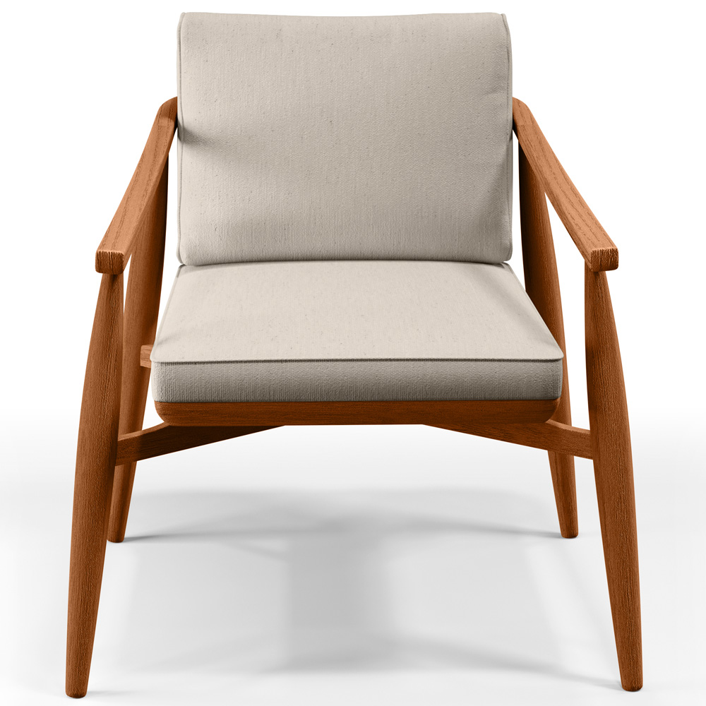 Poltrona Decorativa Sala de Estar com Cintas de Corano Lavínia B04 Linho Cru - Lyam Decor