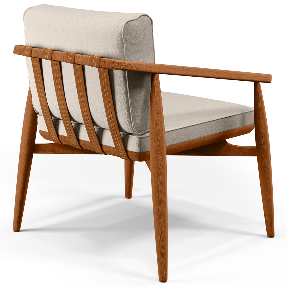 Poltrona Decorativa Sala de Estar com Cintas de Corano Lavínia B04 Linho Cru - Lyam Decor