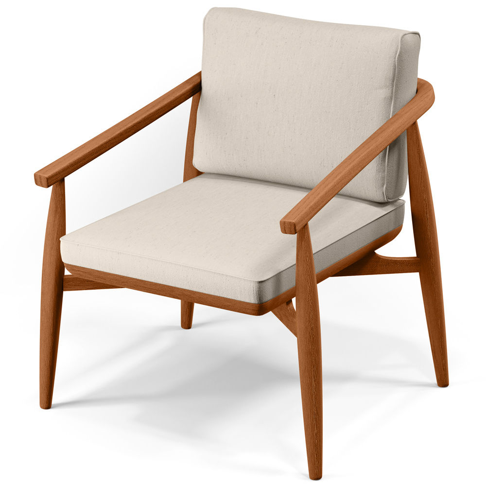 Poltrona Decorativa Sala de Estar com Cintas de Corano Lavínia B04 Linho Cru - Lyam Decor
