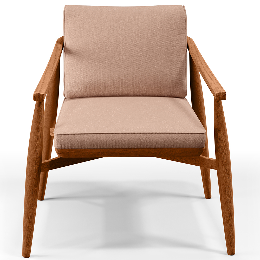 Poltrona Decorativa Sala de Estar com Cintas de Corano Lavínia B04 Linho Rosê - Lyam Decor