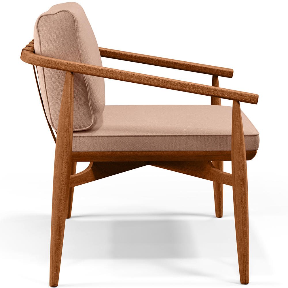 Poltrona Decorativa Sala de Estar com Cintas de Corano Lavínia B04 Linho Rosê - Lyam Decor