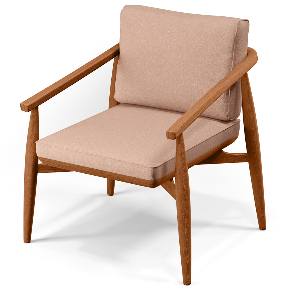 Poltrona Decorativa Sala de Estar com Cintas de Corano Lavínia B04 Linho Rosê - Lyam Decor