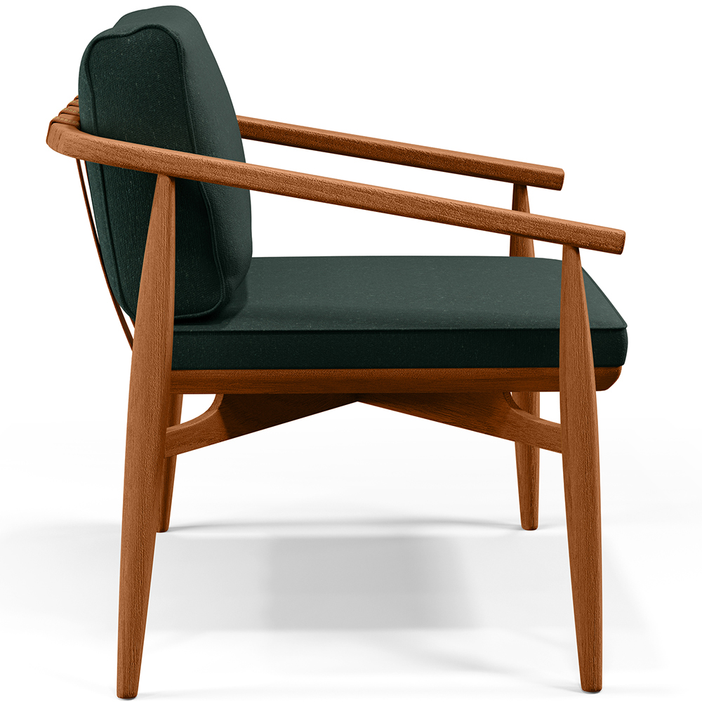 Poltrona Decorativa Sala de Estar com Cintas de Corano Lavínia B04 Linho Verde Musgo - Lyam Decor