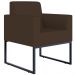 Poltrona Decorativa Sala de Estar e Recepção Base Fixa De Metal Helô L02 Suede Marrom - Lyam Decor