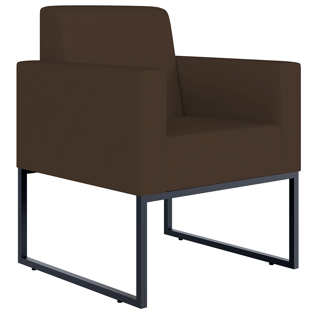 Poltrona Decorativa Sala de Estar e Recepção Base Fixa De Metal Helô L02 Suede Marrom - Lyam Decor