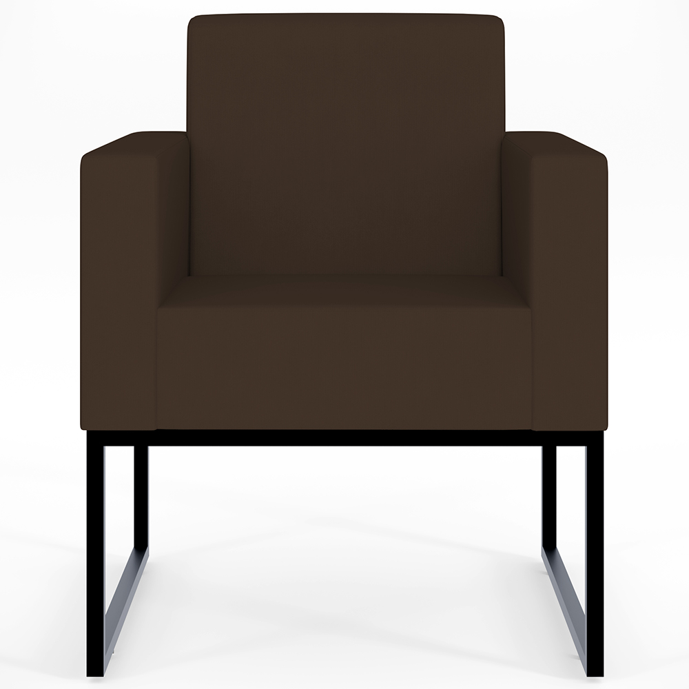 Poltrona Decorativa Sala de Estar e Recepção Base Fixa De Metal Helô L02 Suede Marrom - Lyam Decor