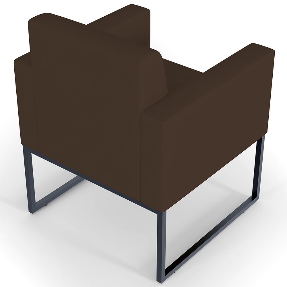 Poltrona Decorativa Sala de Estar e Recepção Base Fixa De Metal Helô L02 Suede Marrom - Lyam Decor