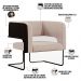 Poltrona Decorativa Scarlett D02 Base Aço Preto Corano Preto C-05 Linho Bege C-107 - Lyam Decor