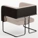 Poltrona Decorativa Scarlett D02 Base Aço Preto Corano Preto C-05 Linho Bege C-107 - Lyam Decor