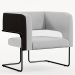 Poltrona Decorativa Scarlett D02 Base Aço Preto Corano Preto C-05 Linho Cinza D-315 - Lyam Decor