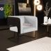 Poltrona Decorativa Scarlett D02 Base Aço Preto Corano Preto C-05 Linho Cinza D-315 - Lyam Decor