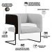 Poltrona Decorativa Scarlett D02 Base Aço Preto Corano Preto C-05 Linho Cinza D-315 - Lyam Decor