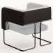 Poltrona Decorativa Scarlett D02 Base Aço Preto Corano Preto C-05 Linho Cinza D-315 - Lyam Decor