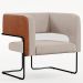 Poltrona Decorativa Scarlett D02 Base Aço Preto Couríssimo Camel B-14 Linho Bege C-107 - Lyam Decor