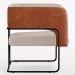 Poltrona Decorativa Scarlett D02 Base Aço Preto Couríssimo Camel B-14 Linho Bege C-107 - Lyam Decor