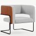 Poltrona Decorativa Scarlett D02 Base Aço Preto Couríssimo Camel B-14 Linho Cinza D-315 - Lyam Decor
