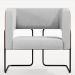 Poltrona Decorativa Scarlett D02 Base Aço Preto Couríssimo Camel B-14 Linho Cinza D-315 - Lyam Decor