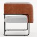 Poltrona Decorativa Scarlett D02 Base Aço Preto Couríssimo Camel B-14 Linho Cinza D-315 - Lyam Decor