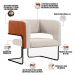 Poltrona Decorativa Scarlett D02 Base Aço Preto Couríssimo Camel B-14 Linho Cru C-443 - Lyam Decor
