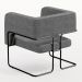 Poltrona Decorativa Scarlett D02 Base de Aço Preto Linho Cinza Escuro C-416 - Lyam Decor