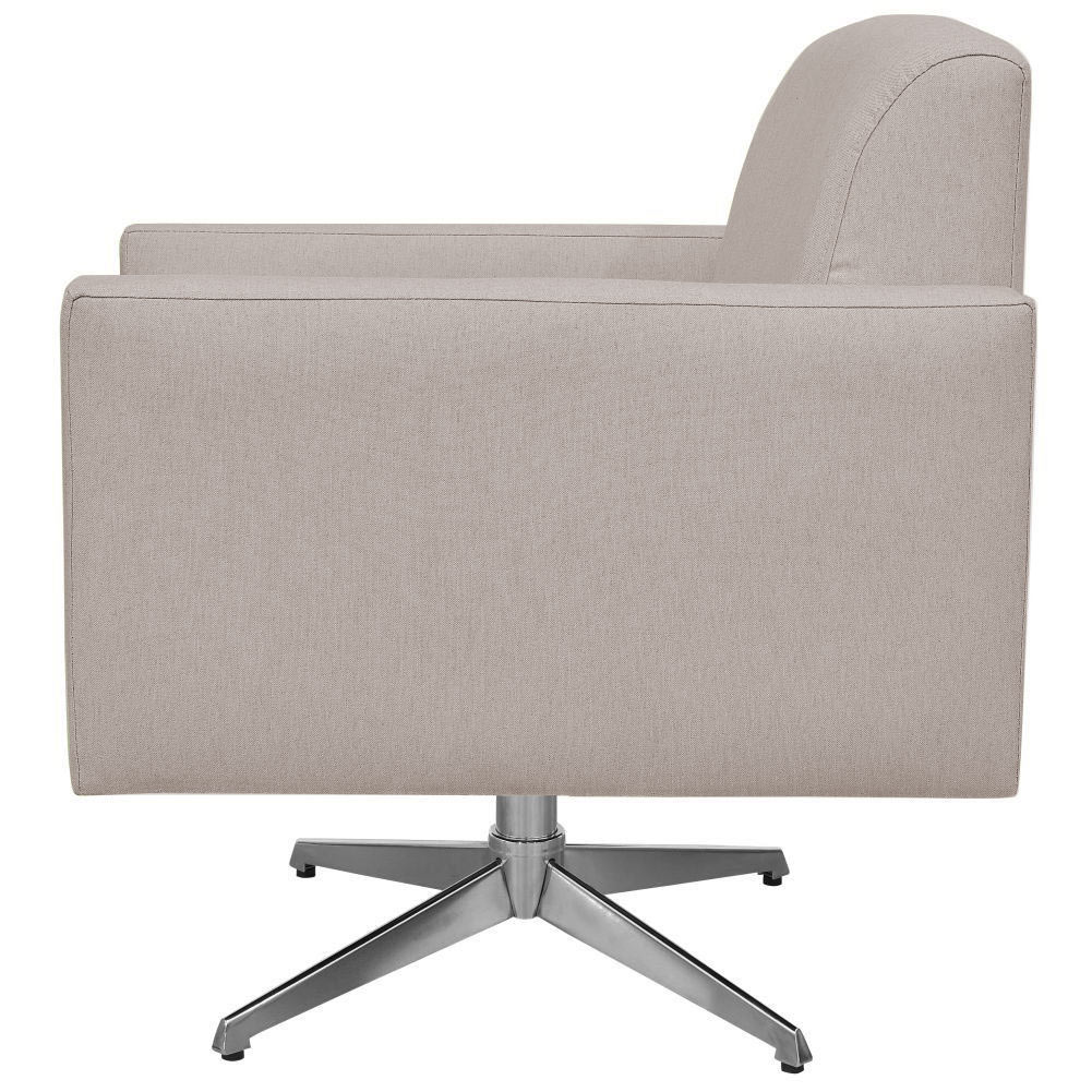 Poltrona Decorativa com Base Giratória Para Sala de Estar Helô L02 Linho Bege - Lyam Decor