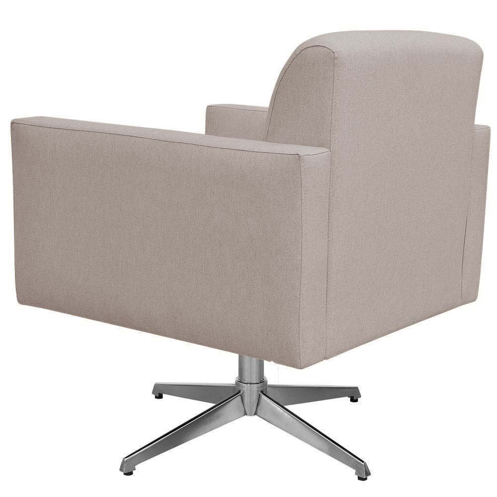 Poltrona Decorativa com Base Giratória Para Sala de Estar Helô L02 Linho Bege - Lyam Decor