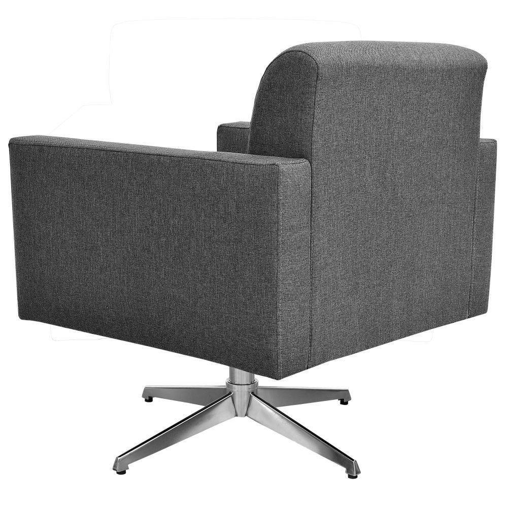 Poltrona Decorativa com Base Giratória Para Sala de Estar Helô L02 Linho Chumbo - Lyam Decor