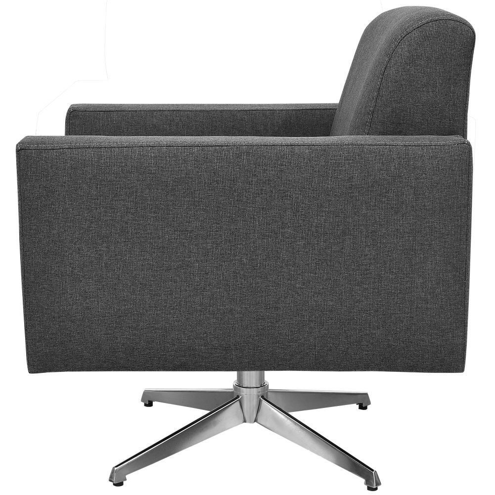 Poltrona Decorativa com Base Giratória Para Sala de Estar Helô L02 Linho Chumbo - Lyam Decor