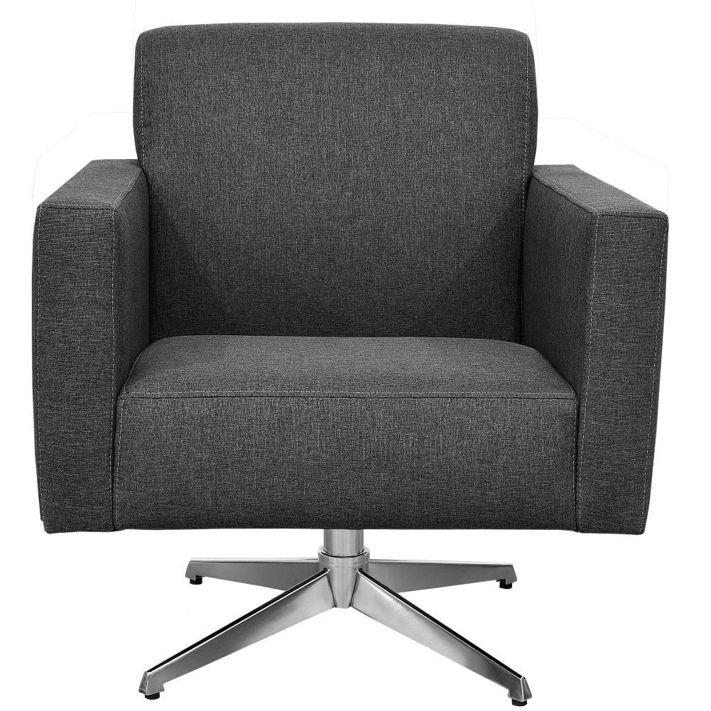 Poltrona Decorativa com Base Giratória Para Sala de Estar Helô L02 Linho Chumbo - Lyam Decor