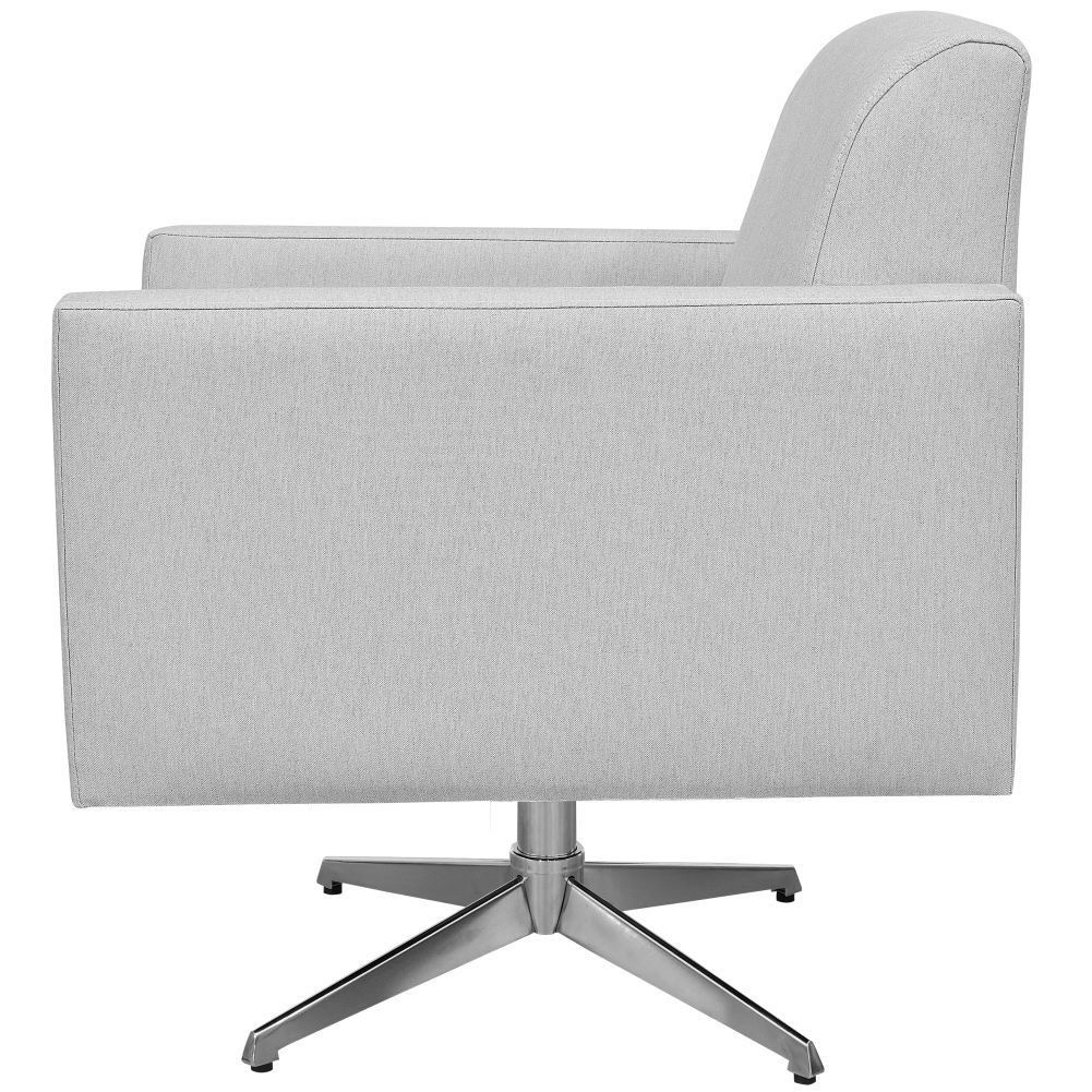 Poltrona Decorativa com Base Giratória Para Sala de Estar Helô L02 Linho Cinza - Lyam Decor