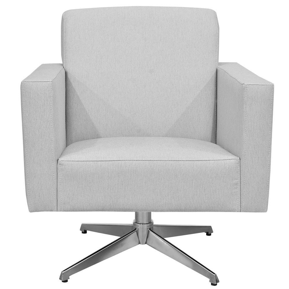 Poltrona Decorativa com Base Giratória Para Sala de Estar Helô L02 Linho Cinza - Lyam Decor