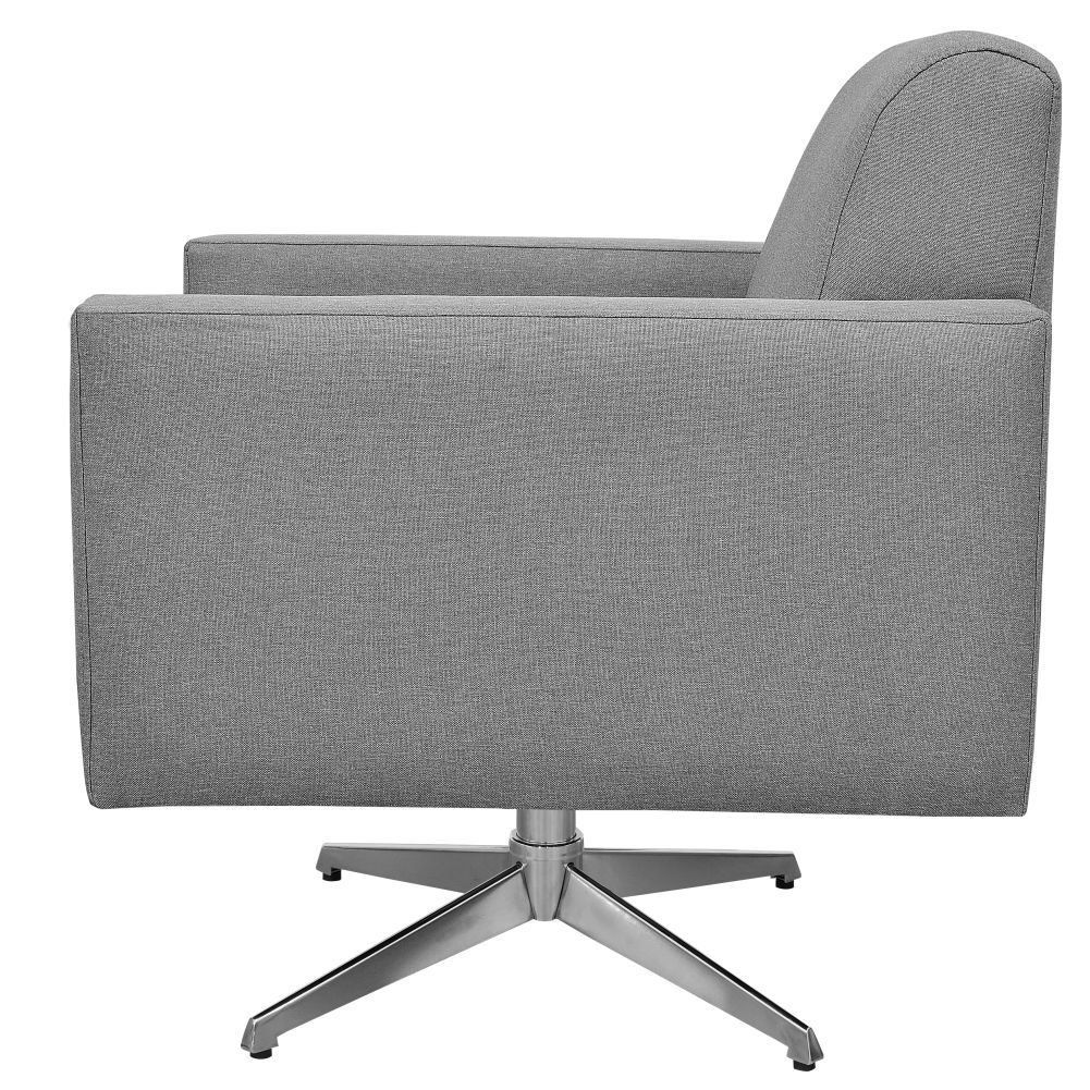 Poltrona Decorativa com Base Giratória Para Sala de Estar Helô L02 Linho Cinza Escuro - Lyam Decor