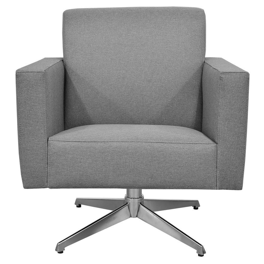 Poltrona Decorativa com Base Giratória Para Sala de Estar Helô L02 Linho Cinza Escuro - Lyam Decor