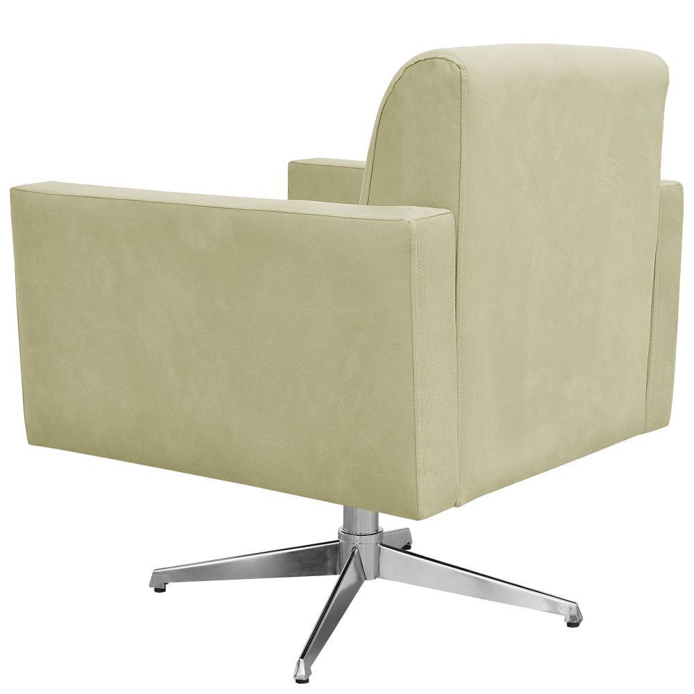 Poltrona Decorativa com Base Giratória Para Sala de Estar Helô L02 Suede Bege - Lyam Decor