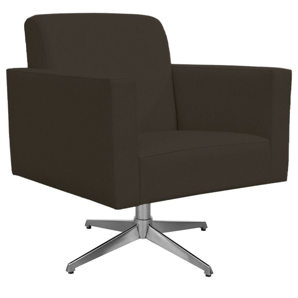 Poltrona Decorativa com Base Giratória Para Sala de Estar Helô L02 Suede Marrom - Lyam Decor