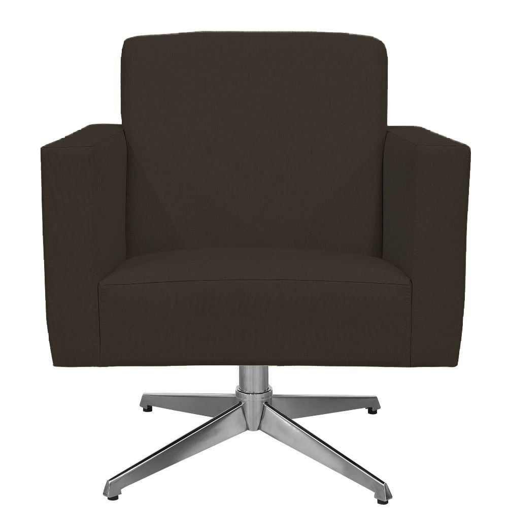 Poltrona Decorativa com Base Giratória Para Sala de Estar Helô L02 Suede Marrom - Lyam Decor
