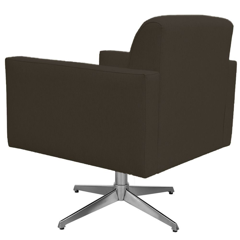 Poltrona Decorativa com Base Giratória Para Sala de Estar Helô L02 Suede Marrom - Lyam Decor